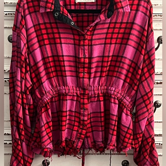 We The Free plaid peplum top plaid thermal size M - Picture 5 of 14